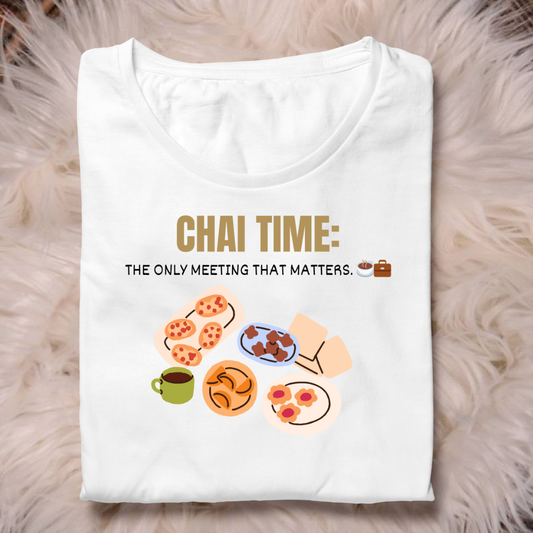 Chai Time Unisex Classic Crew T-Shirt – Premium Cotton, Fun Foodie Design