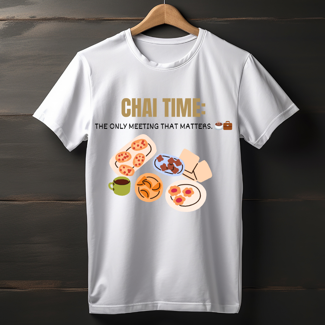 Chai Time Unisex Classic Crew T-Shirt – Premium Cotton, Fun Foodie Design