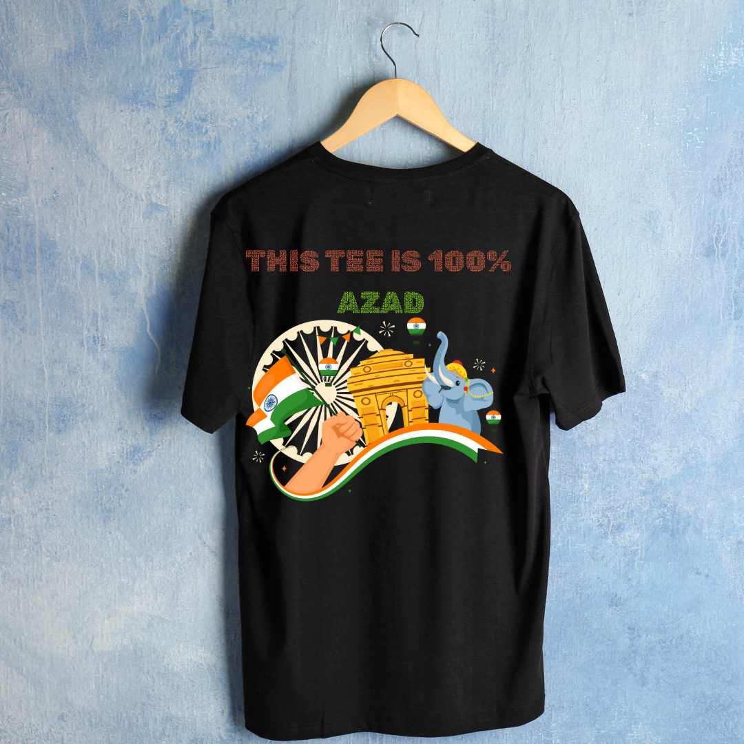 100% Azad โ Unisex Patriotic Cotton T-Shirt (India Edition)