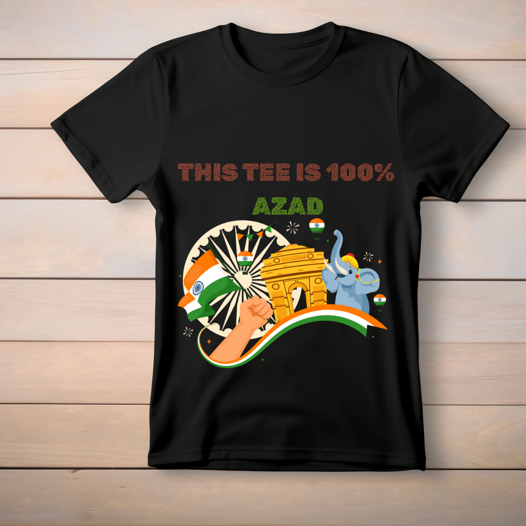 100% Azad โ Unisex Patriotic Cotton T-Shirt (India Edition)