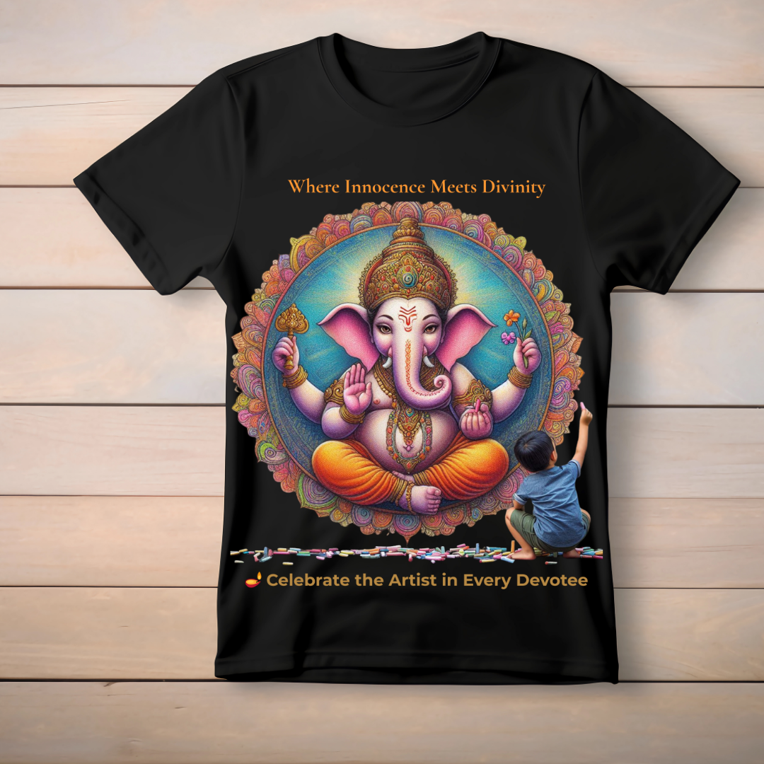 Sacred Ganesha Blessings Unisex T-Shirt – 100% Cotton | Spiritual, Festive & Daily Comfort Wear