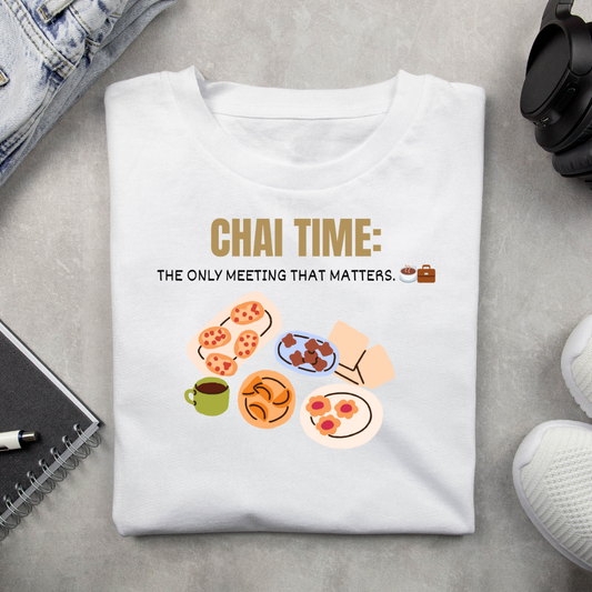 Chai Time Unisex Classic Crew T-Shirt – Premium Cotton, Fun Foodie Design