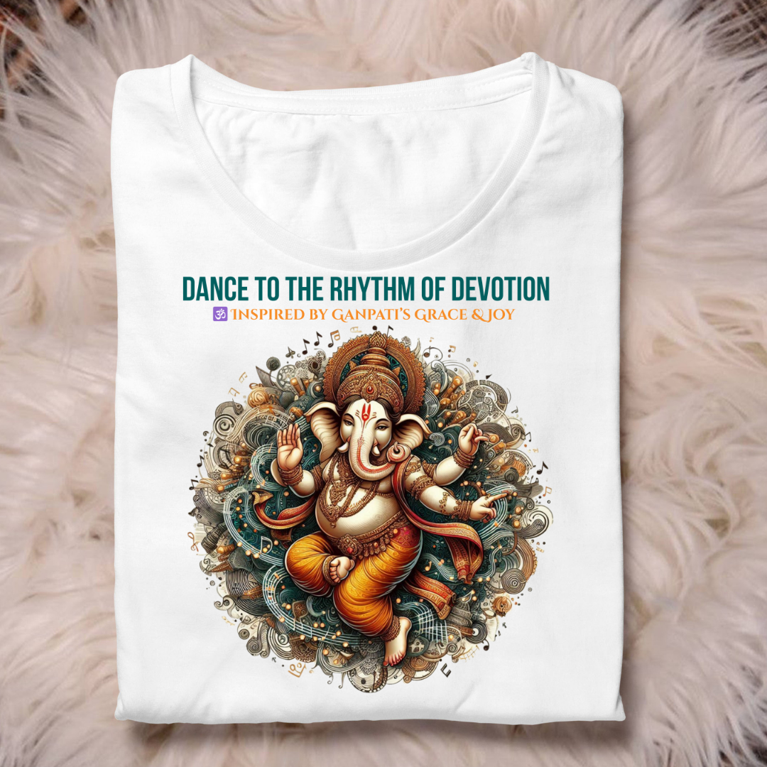 Dance to the Rhythm of Devotion – Ganpati T-Shirt | Spiritual Festival Wear | Unisex Cotton Tee for Men & Women